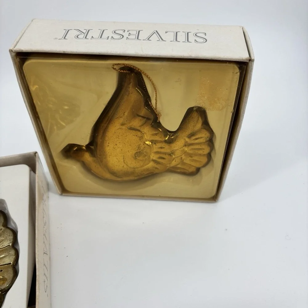 2‎ Vintage Silverplated Dove Bird Christmas Tree Ornament 3.5